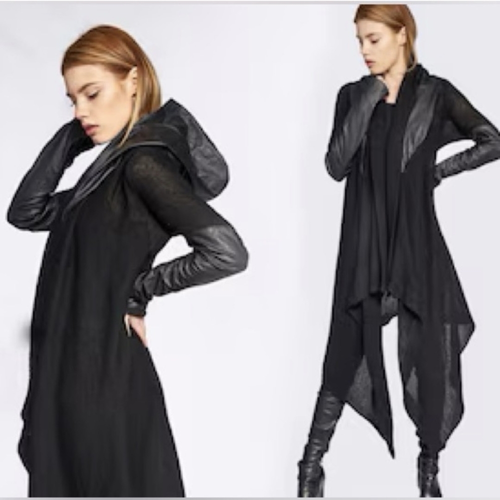 Blank NYC Black Hooded Draped Coatigan XS